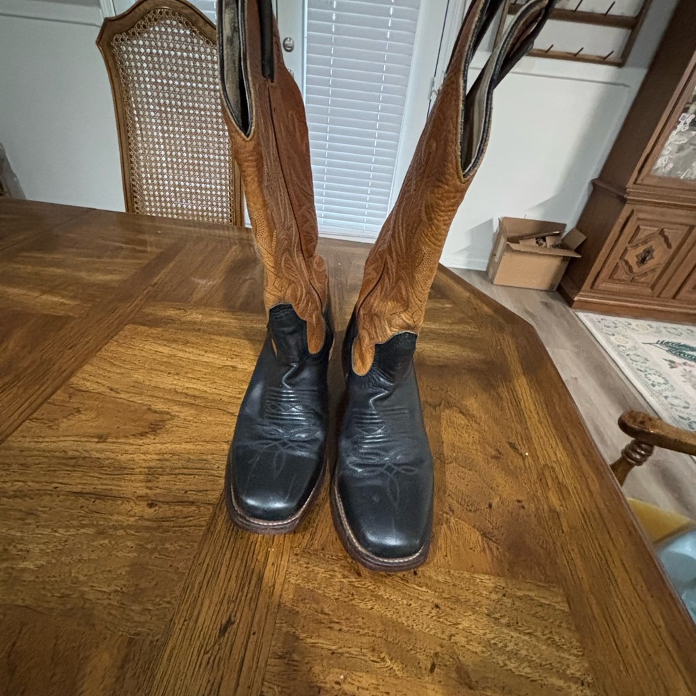 Women’s Vintage Boulet Black and Brown Cowboy Boots